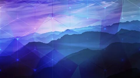Silhouette of mountains, blue, purple, mountains, hexagon HD
