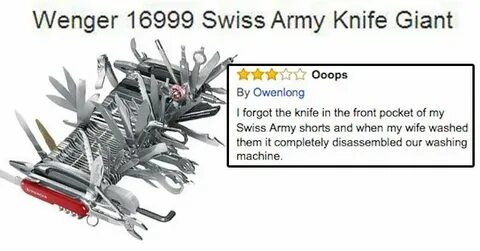 22 Hilarious reviews for the Wenger 16999 Swiss Army Knife G