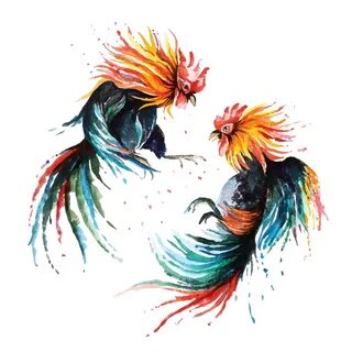 Fighting cock painted with watercolor 1181644 Vector Art at 
