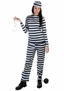 Women's Striped Prisoner Costume Jailbird Women's Costume Pr