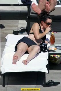 Kristin Davis poolside in black bikini paparazzi shots in Ha