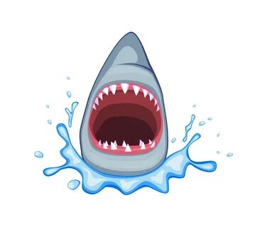 Library of shark with mouth open vector black and white png 