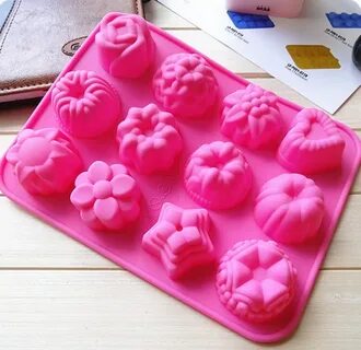 12 delik çiçekler silikon kek kalıbı el yapımı sabun jöle pu