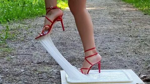 Sasha in high heels sandals stuck in rodent glue, high heels