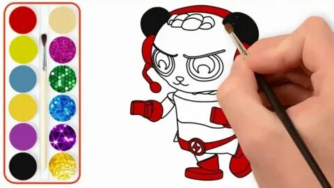 How to draw Tag with Ryan Super Combo Panda, Learning colori
