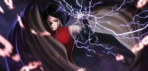 Скачать обои naruto, art, sharingan, chidori, uchiha sarada,