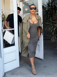 Kim Kardashian busty showing pokies and huge cleavage while 