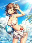 Safebooru - 1girl ball beachball bikini bird breasts brown h