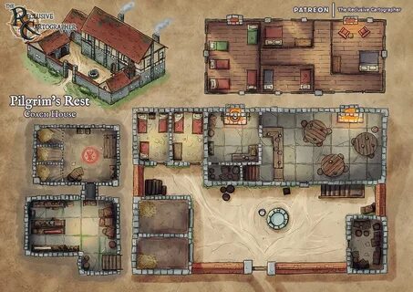 Pilgrim's Rest Coach House : dndmaps Building map, Fantasy h