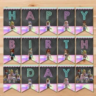 Girl Roblox Birthday Banner Pink Girl Roblox Banner Bunting 