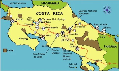 Tourist Map Costa rica map, Camping places, Tourist map