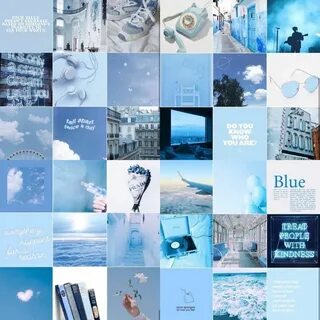 Blue Aesthetic Wall Collage Kit Aesthetic Light Blue Etsy Cu