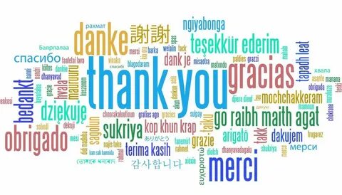 "Thank you" in multiple languages Word cloud, Thank you note