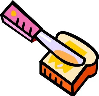 Bread Slice with Butter Knife - Vector Image
