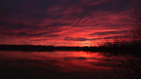 Dawn over the Fox River at De Pere, Wisconsin