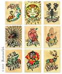 Old School Tattoo Moon Art LA LUNA Loteria Print 5 X 7 8 X 1