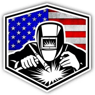 Car & Truck Parts Welder American Flag Vinyl Decal StickerWe