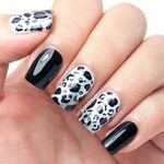Black & White Nail Art Design, Ombré Leopard Print Cheetah n