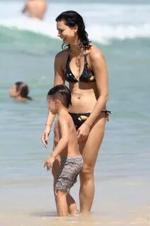 morena baccarin spotted in a bikini while enjoying a beach d