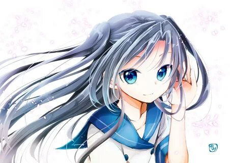 Wallpaper : drawing, illustration, long hair, anime girls, b