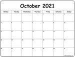 October 2021 Monday Calendar Monday to Sunday