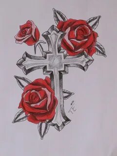 crosses with roses designs for tattoos - Wonvo