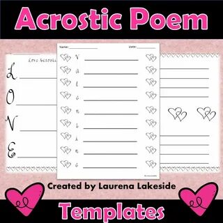 Love Acrostic Poem Template: Creative Writing Activity: Vale