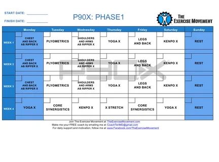 P90x Workout Schedule (Phase 1, 2, 3) - the Exercise Movemen