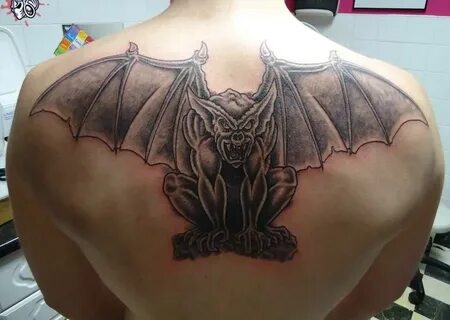 Upper Back Gargoyle Tattoo For Handsome Men