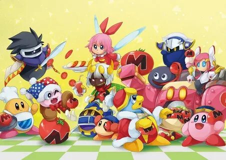 kirby, meta knight, king dedede, ribbon, bandana waddle dee,