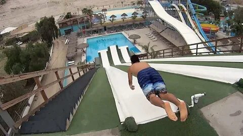 Slip N Fly Water Slide at Albercas El Vergel - YouTube