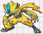 Zeraora Pokemon Pixel Art Pattern Dessin pixel, Coloriage ma