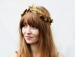 Gold Leaf Headband. Gold Leaf Crown, Christmas Headpiece, Gr