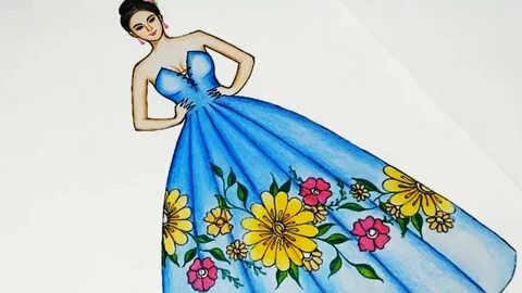 Blue Dress Drawing How to draw a dress for beginners - YouTu