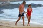 Kaitlyn Bristowe in Swimsuit and Shawn Booth Walking the Bea