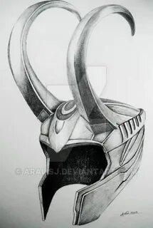 Pencil drawing of Loki's helmet. Avengers drawings, Marvel d