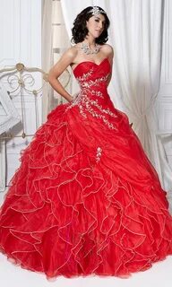 Floor Length Strapless Sweetheart Dress Red quinceanera dres