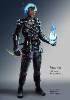 Fajro Viro, Fire Genasi Rogue Warlock by bchart Fantasy char