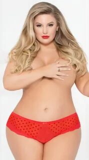 Plus Size Sheer Dot Cheeky Panty by Seven 'Til Midnight, Red