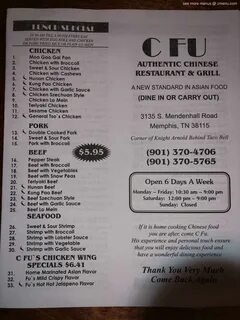 Online Menu of C Fu Chinese Restaurant, Memphis, Tennessee, 