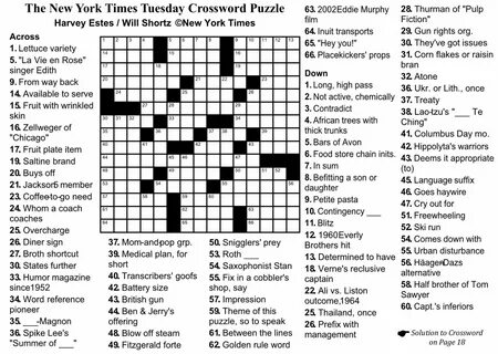 Image result for completed new york times crossword puzzle C