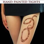 Coral snake tattoo tights no printed handpainted stockings E