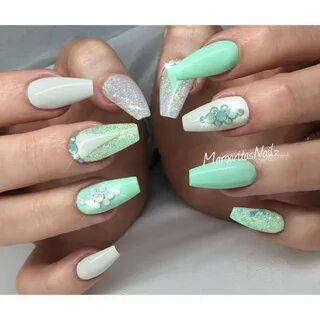 mint green coffin nails summer 2016 nail art Coffin Nails. t