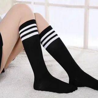fashion woman fun striped knee high woman socks Korean femal