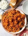 Pressure Cooker Spaghetti and Meatballs with Herbed Ricotta 