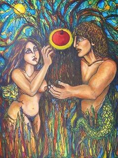 Temptation of Adam and Eve Painting by Rae Chichilnitsky Pix
