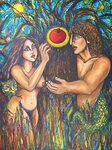 Temptation of Adam and Eve Painting by Rae Chichilnitsky Fin