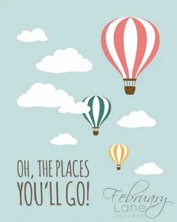 Nursery Wall Art Printable - Oh, the Places You'll Go! - 8x1