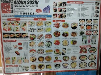 Menu at Aloha Sushi Aina Haina restaurant, Honolulu