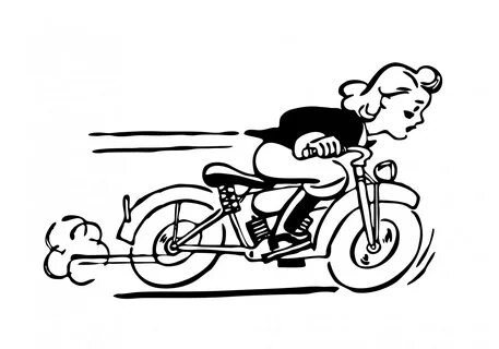 Motorcycle black and white lady riding motorbike clipart fre